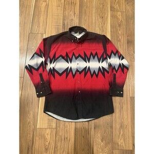 Express Rider Vintage Red Black White Aztec Native Western Shirt Size L/XL